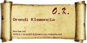 Orendi Klemencia névjegykártya